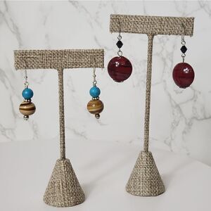 ARTISAN Set of 2 Pairs Glass Bead French Hook Earrings